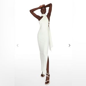 Khanum Kara Maxi Backless Scarf Dress in Pearl White